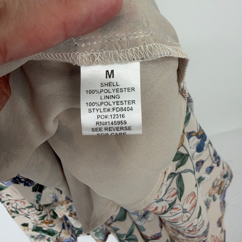 Dress Forum Floral Wrap Maxi Dress Flutter Sleeve Tan Blue Size M Flowy Romantic - Picture 6 of 7